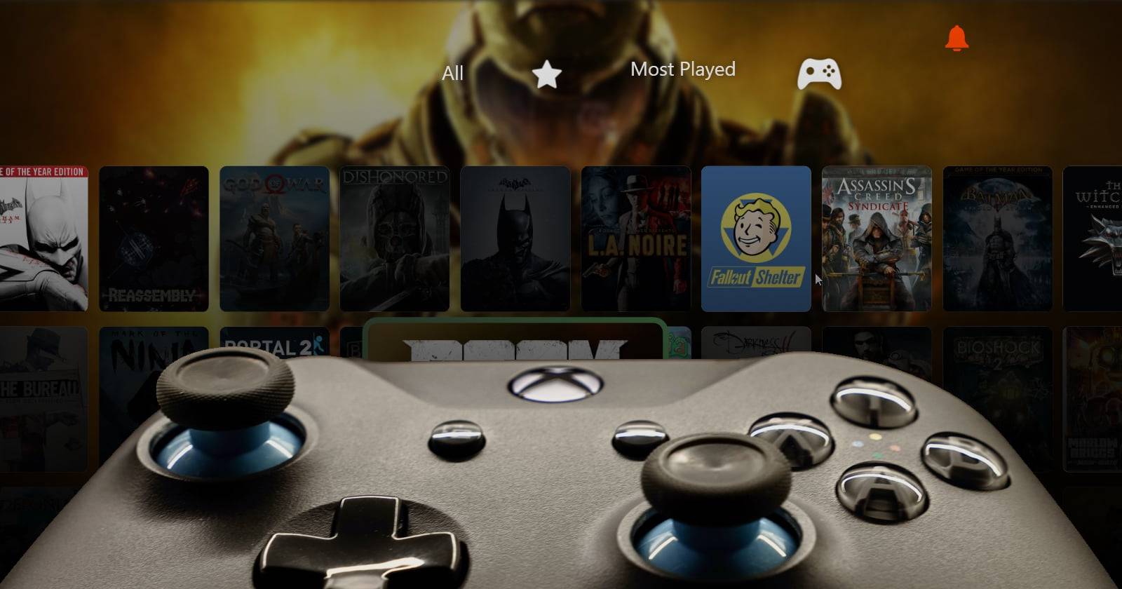 Полноэкранный режим Playnite и геймпад Xbox