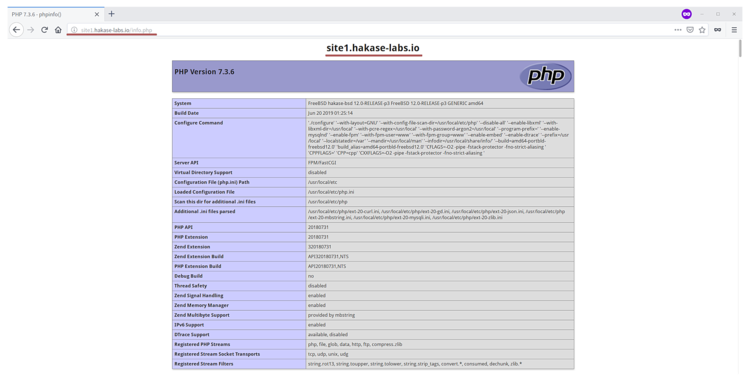 PHP info для site1