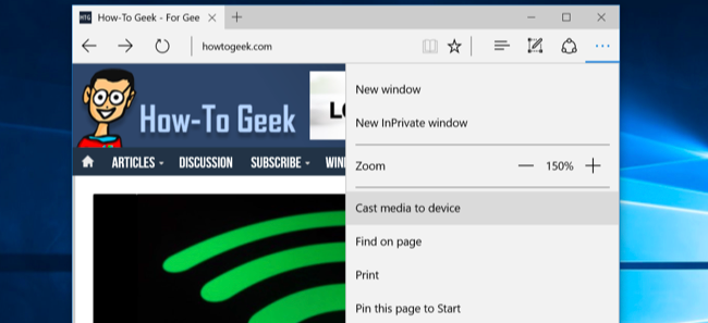 Список доступных Miracast и DLNA устройств в Microsoft Edge