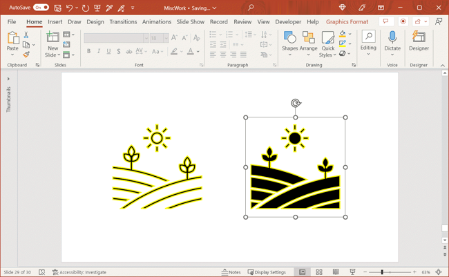 Формат применён к значку