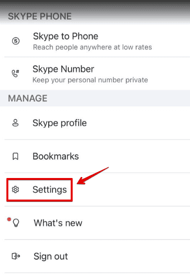 Skype settings
