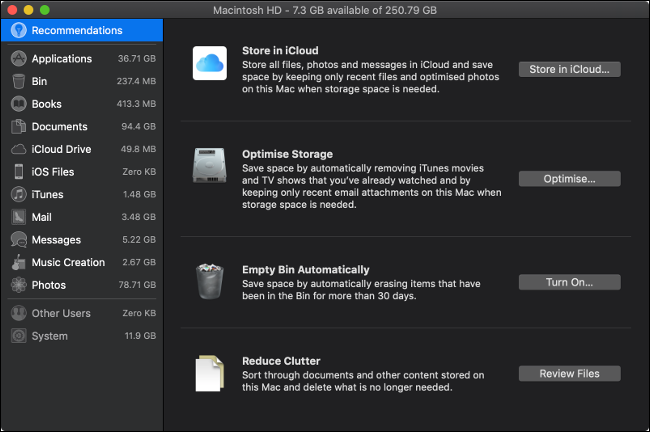 Интерфейс macOS с опцией 