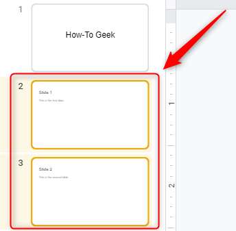 Выделение нескольких слайдов в Google Slides.