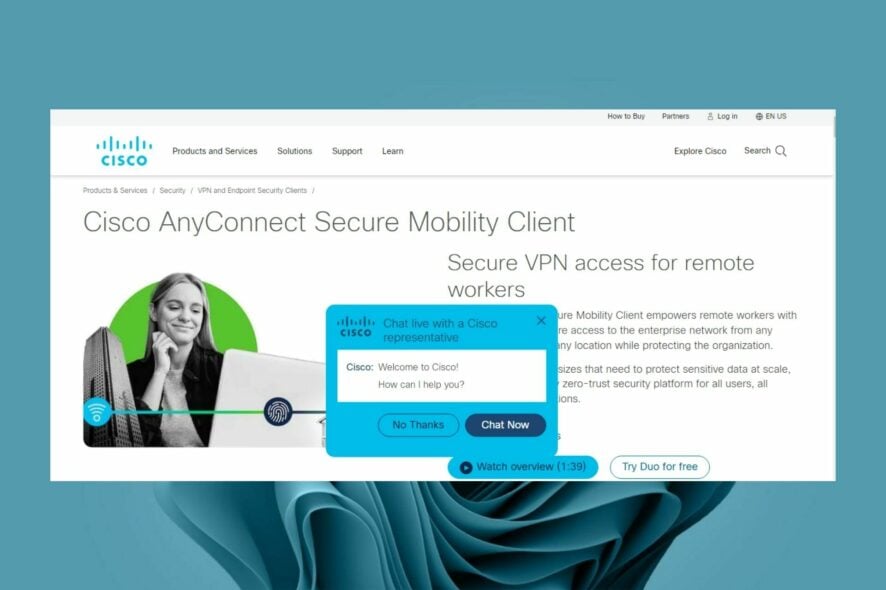 Скачать и установить Cisco AnyConnect на Windows 11