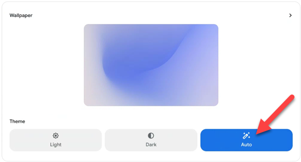 Опция 'Auto' для автоматической темы