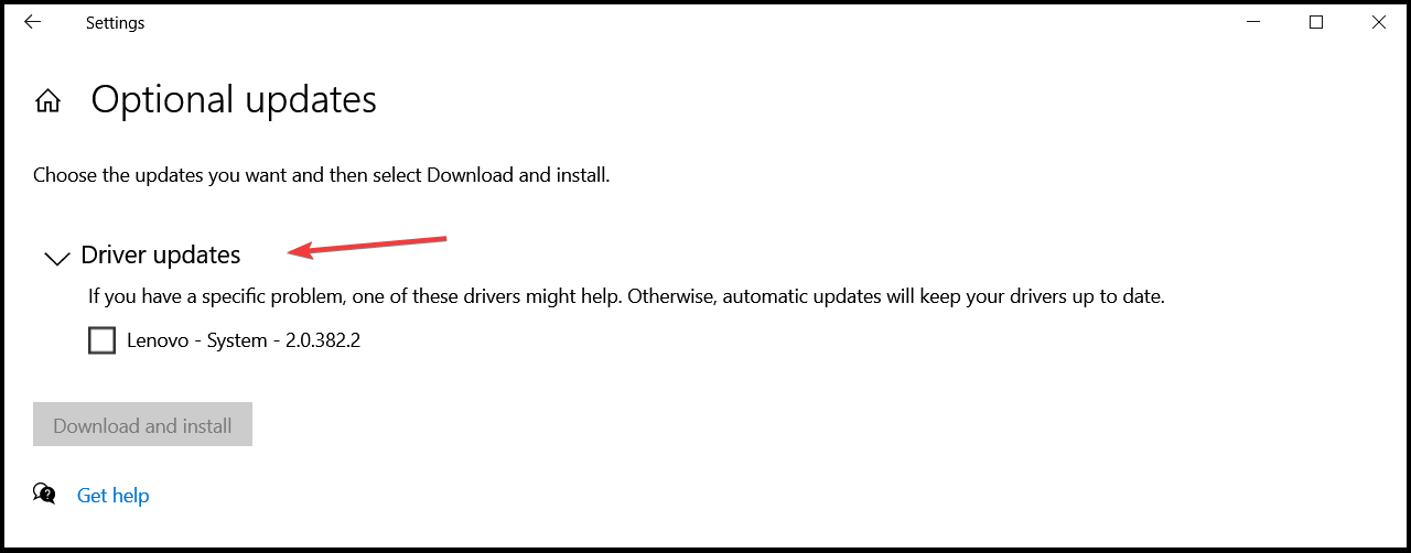 Раздел обновлений драйверов