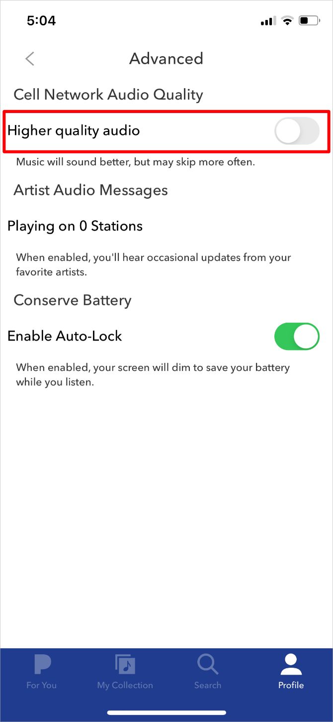Параметры высокого качества звука в Pandora