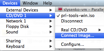 Подключить ISO в оконном режиме