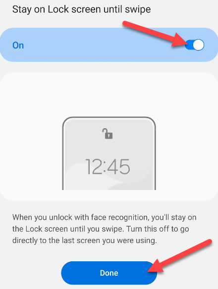 переключатель требовать смахивание на экране блокировки