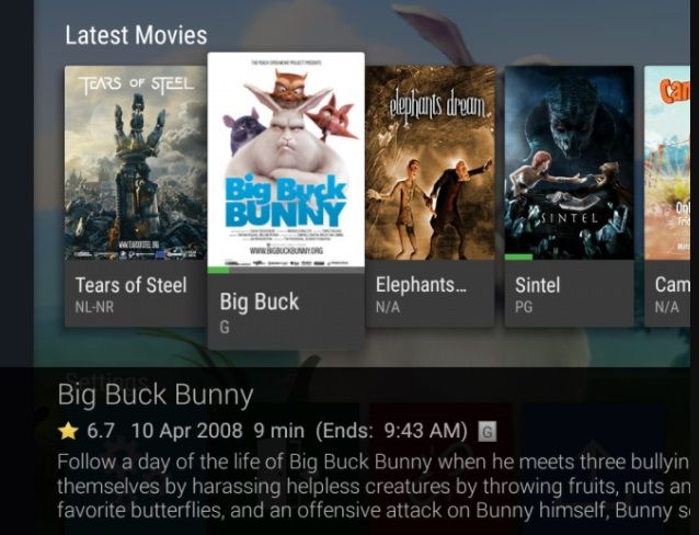 Интерфейс Emby с медиатекой и настройками