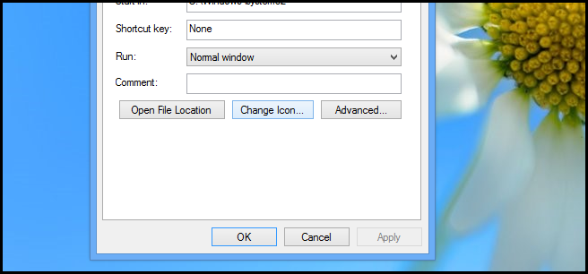 Выбор значка ярлыка