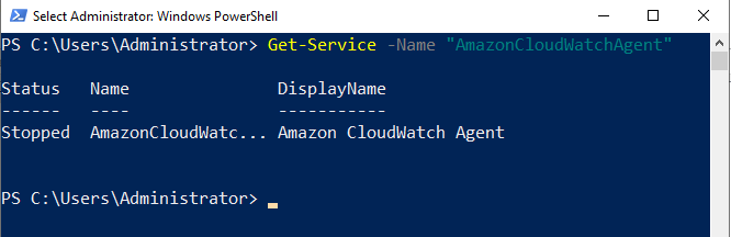 PowerShell: вывод Get-Service показывает состояние службы AmazonCloudWatchAgent (не запущена)