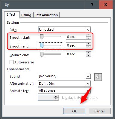 Настройки сглаживания анимации