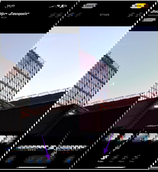 Изменение стиля после съёмки