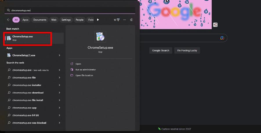 значок установщика ChromeSetup.exe в проводнике