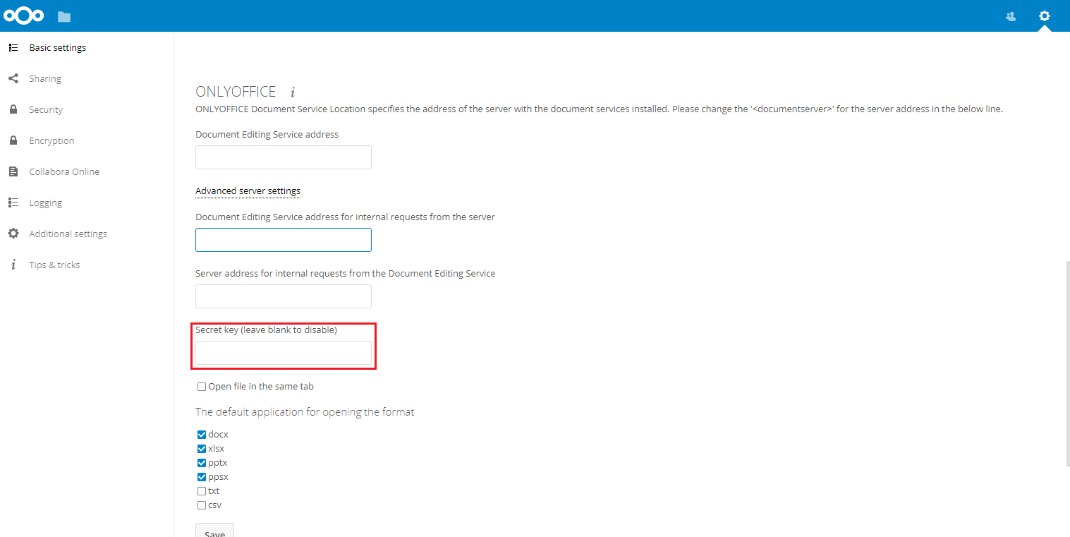 Ограничить доступ к ONLYOFFICE в Nextcloud
