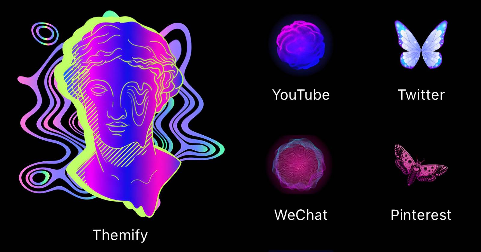 Виджет и иконки в психоделическом стиле от Themify