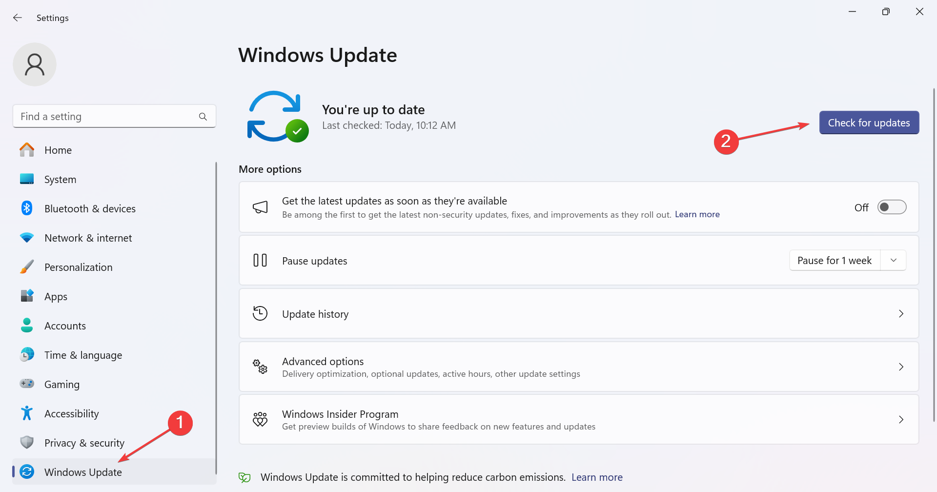 Проверка обновлений Windows