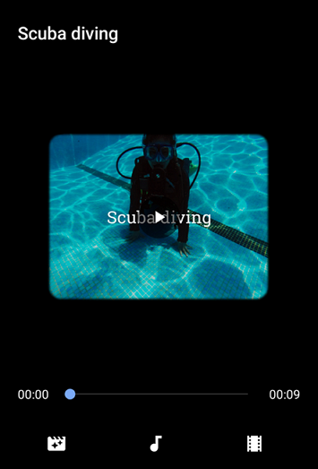 Скриншот интерфейса создания фильма с выбором трека и фильтров