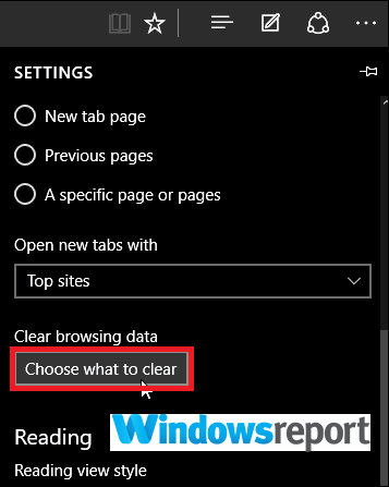 Параметры очистки данных в Edge