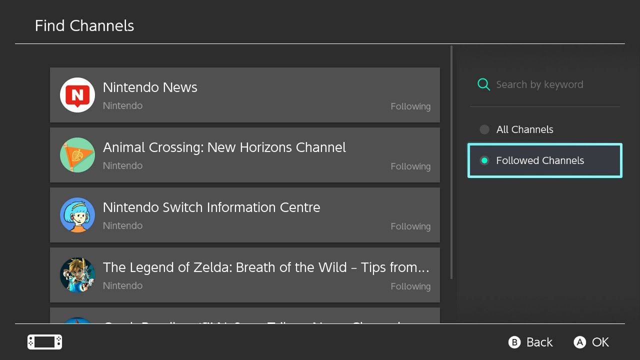 Приложение Новости на Switch с выделенным Подписанные каналы