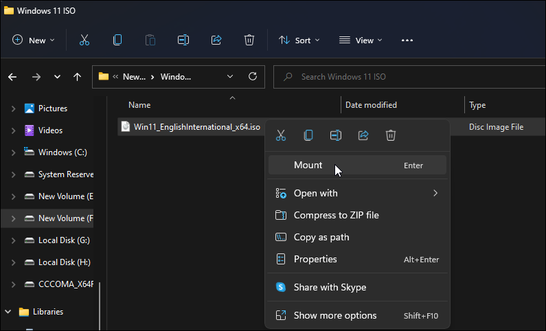 Подключённый ISO-образ Windows 11 в Проводнике