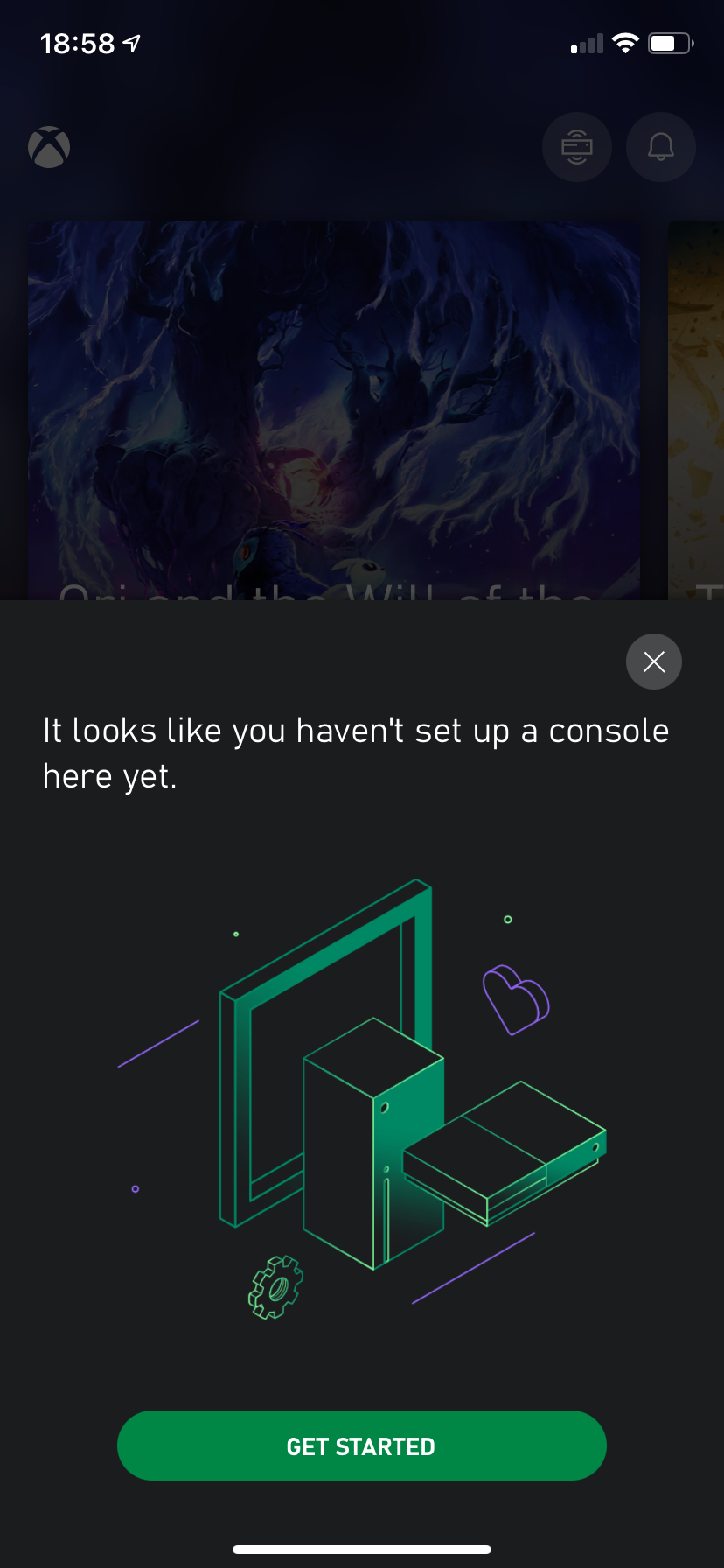 Существующая настройка в приложении Xbox