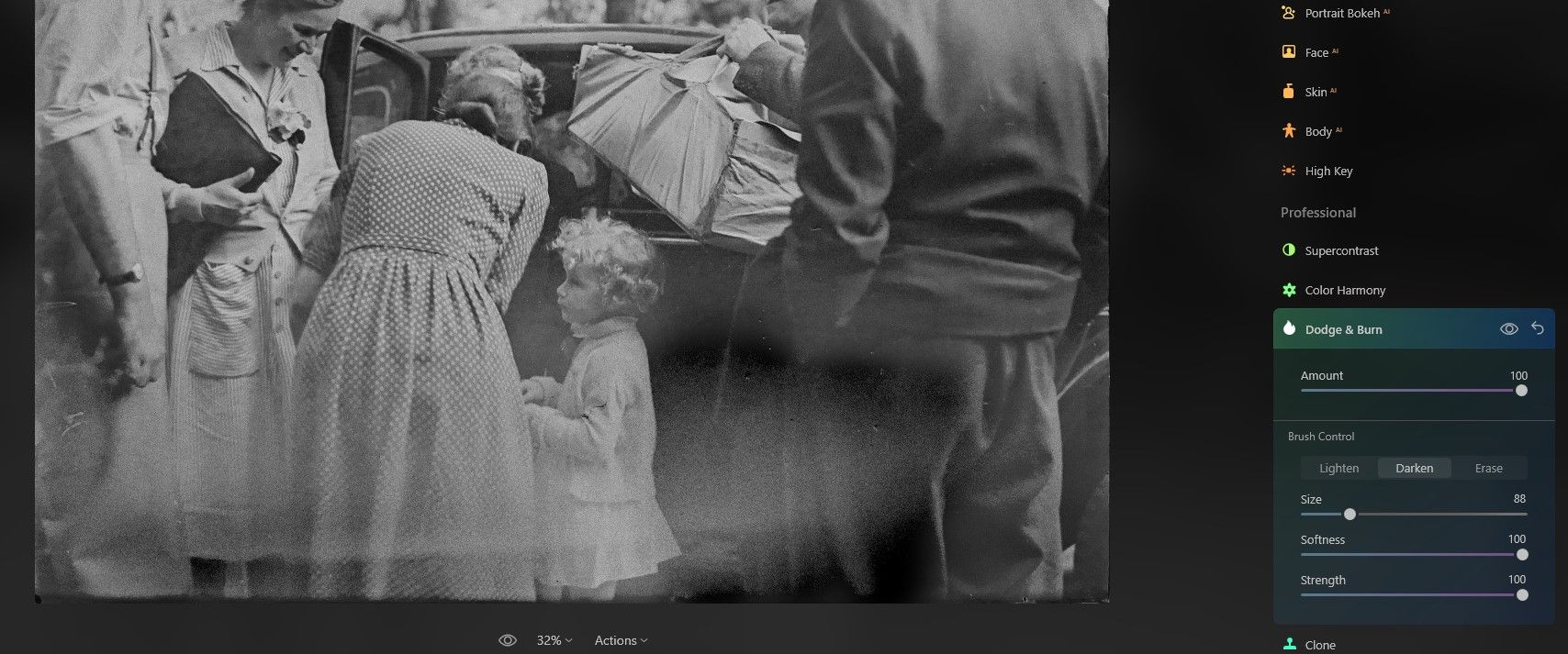 Наращивание эффекта затемнения с помощью Dodge and Burn