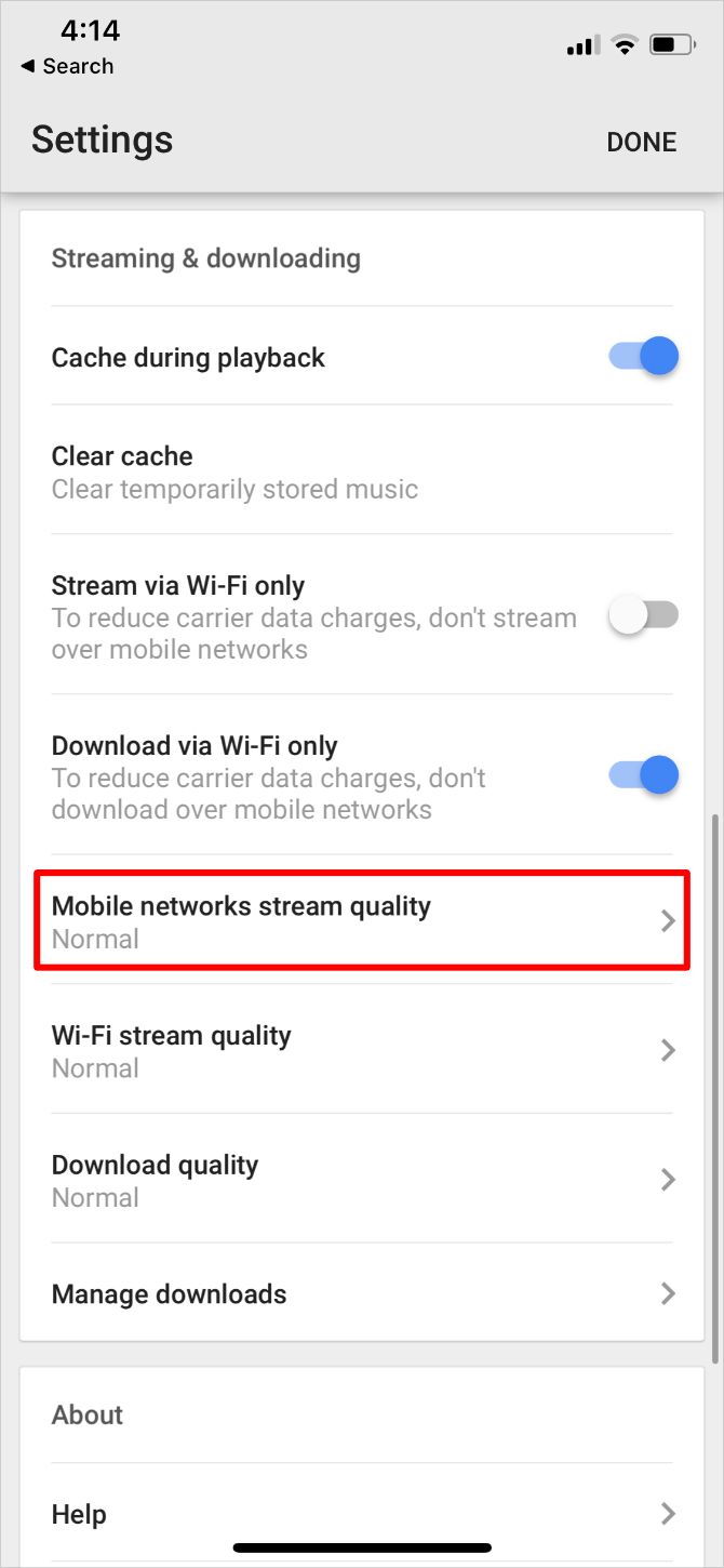 Настройки Google Play Music