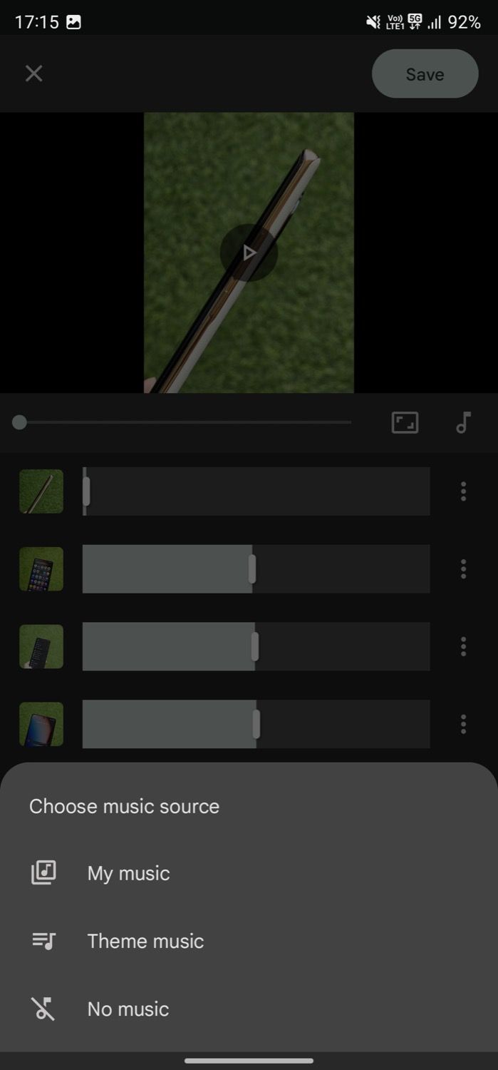 Меню выбора источника музыки