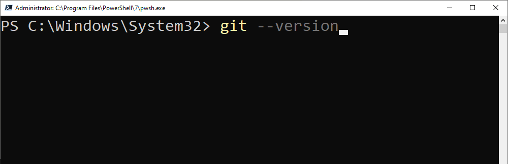 Выполнение git --version в PowerShell