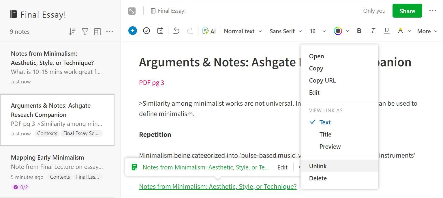 Связанные заметки в Evernote
