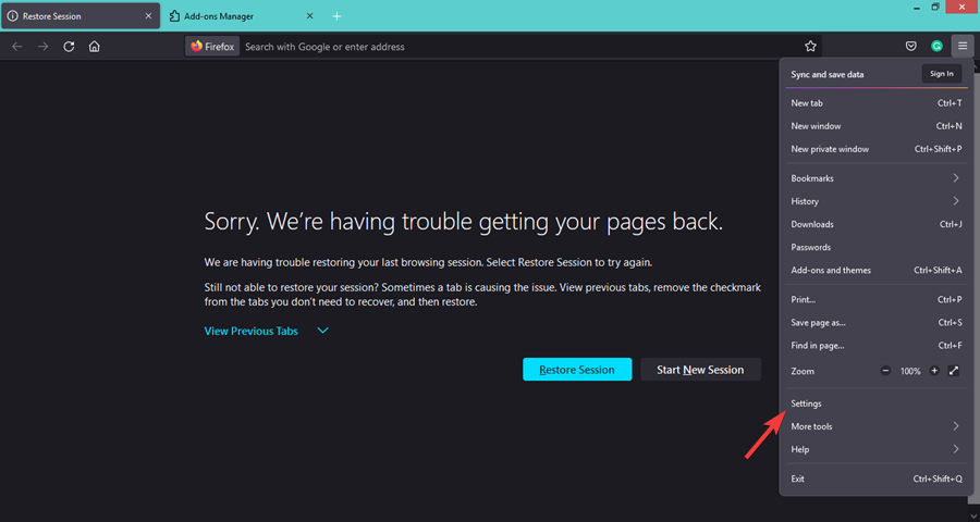 Настройки Firefox