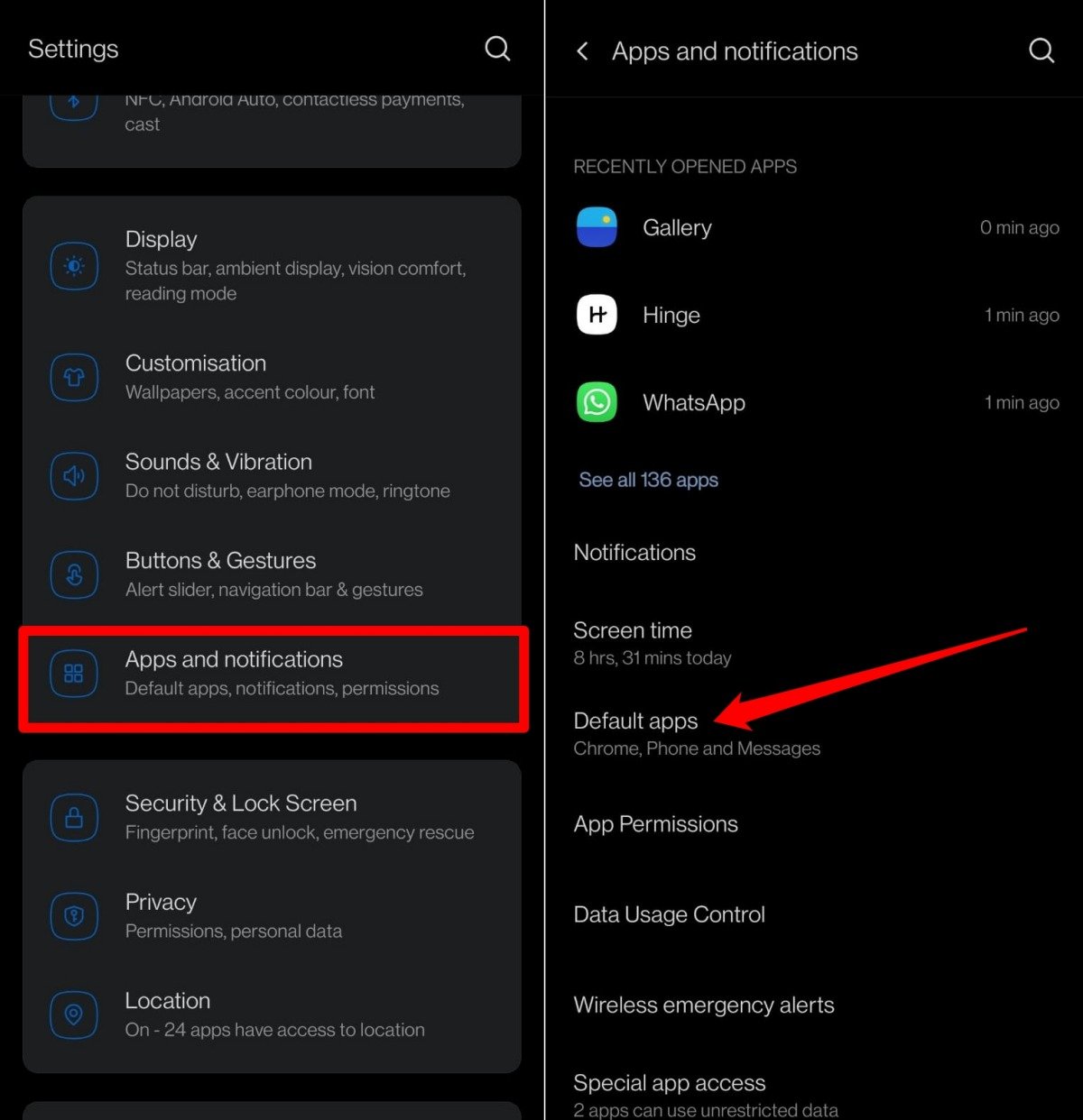 Доступ к приложениям по умолчанию на Android