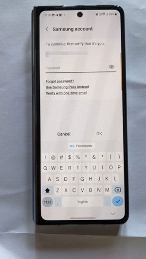 Log in with Samsung account credentials in Samsung Wallet.
