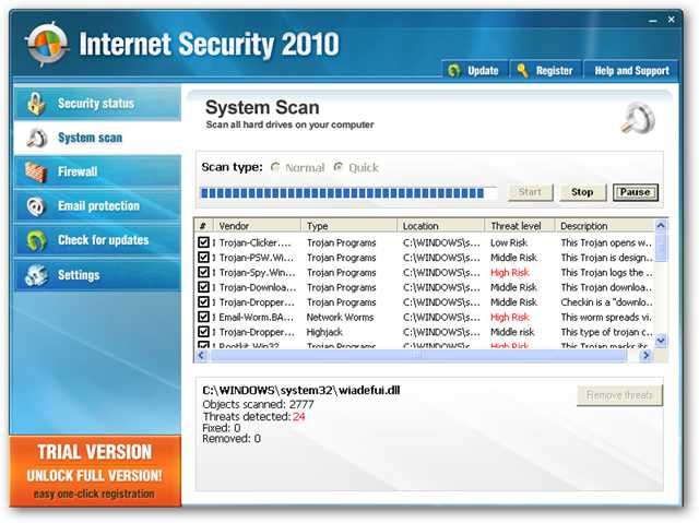 Как удалить Internet Security 2010
