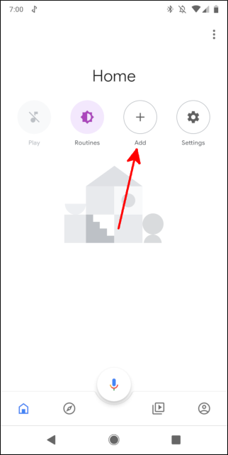 Экран Google Home с кнопкой Добавить