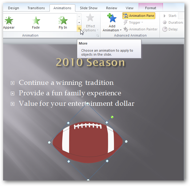 Анимация текста и объектов в PowerPoint 2010