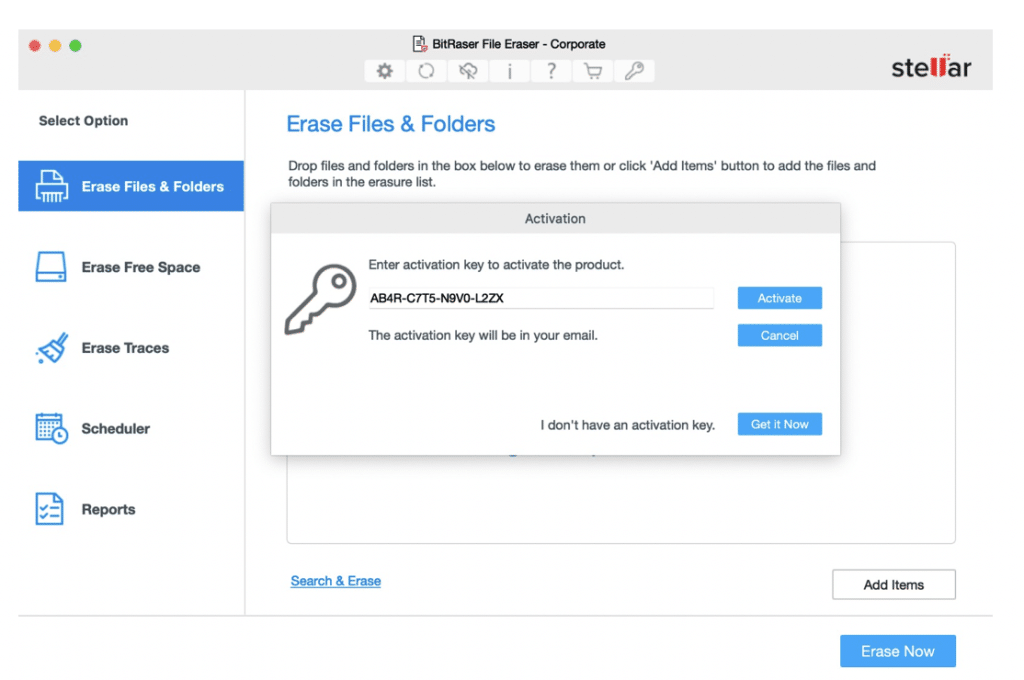 Esempio: attivazione di BitRaser File Eraser su Mac