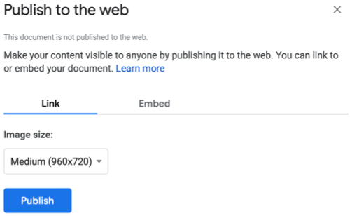 Выберите вкладку Link при публикации.