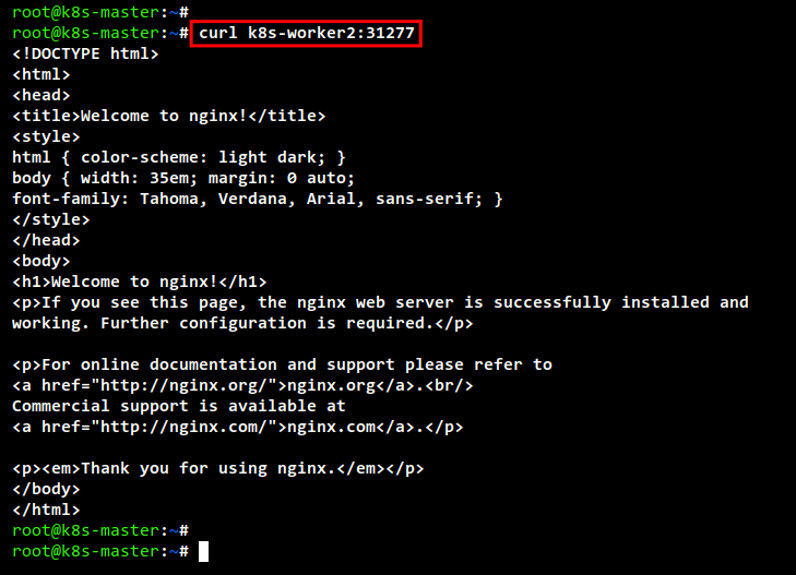Доступ к nginx с worker2