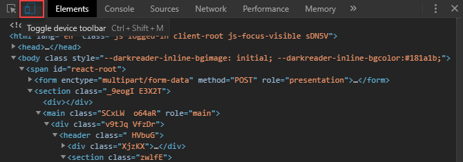 Переключение в мобильный режим в Chrome