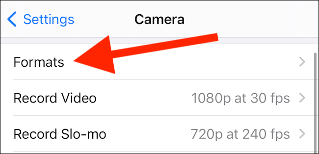 Выберите «Форматы»