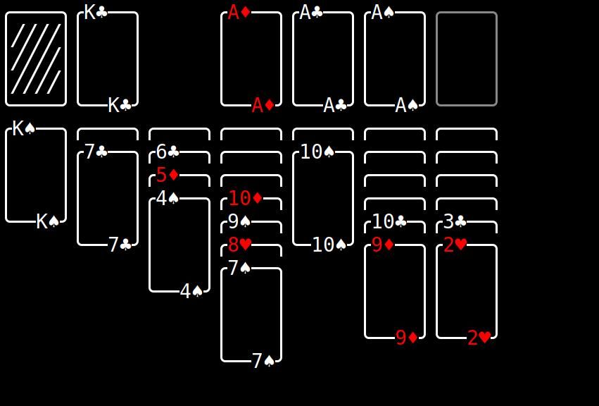 игра в пасьянс в терминале Linux