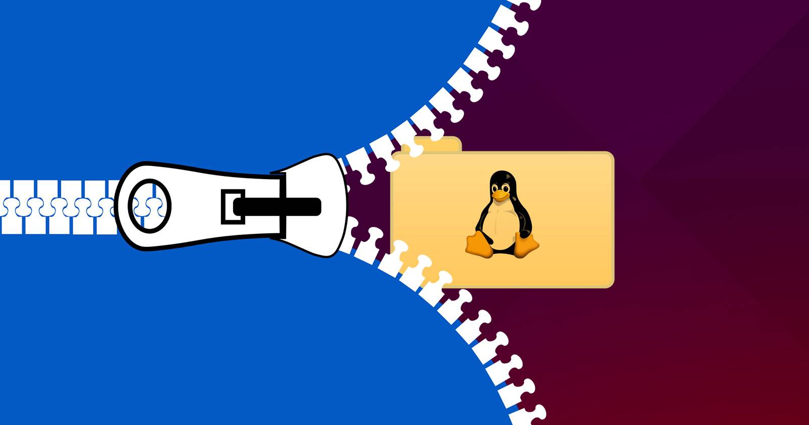 Молния-молния над папкой с логотипом Linux-пингвина
