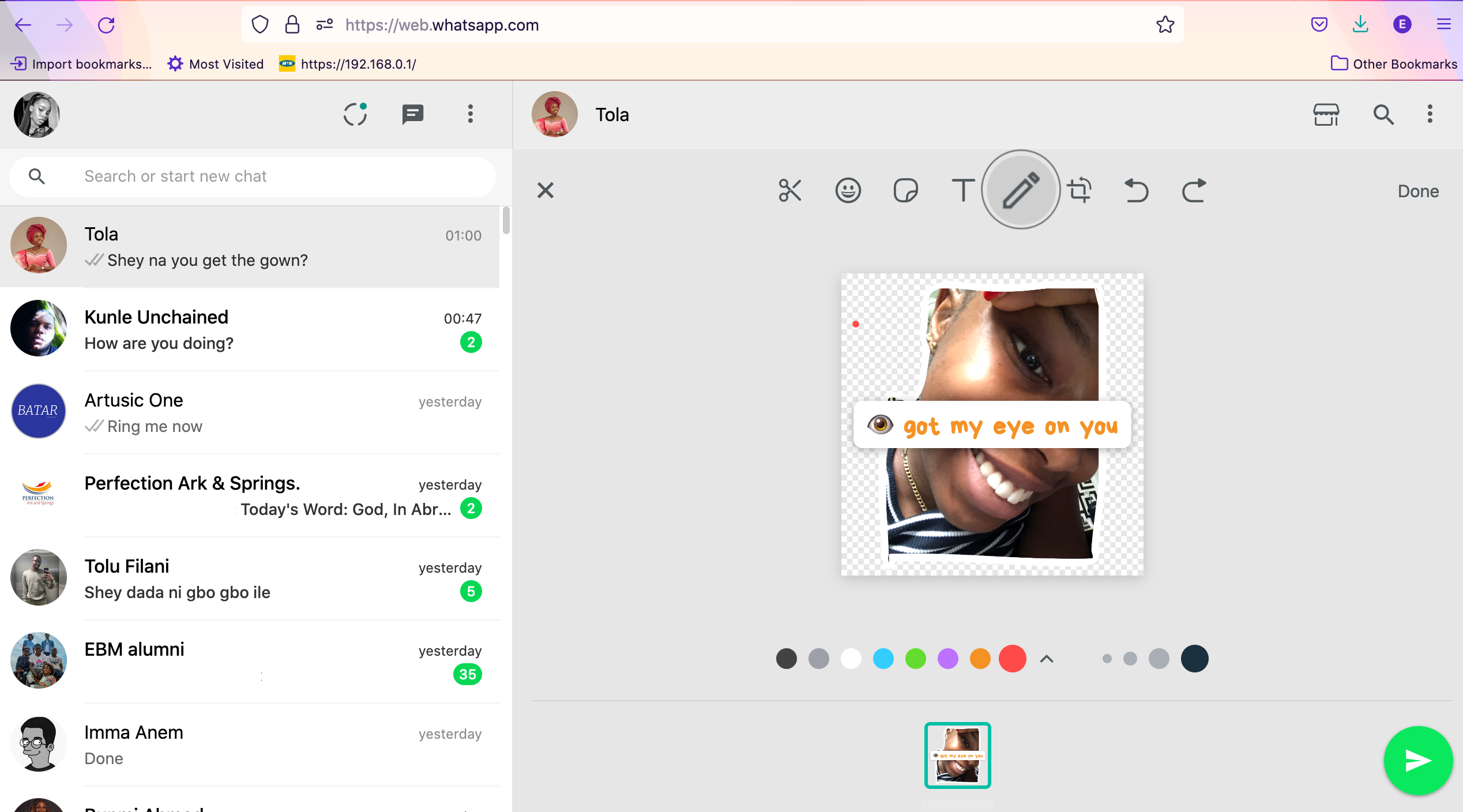 инструмент рисования кистью в Sticker Maker