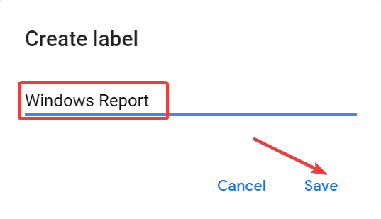 Окно ввода имени метки и кнопка