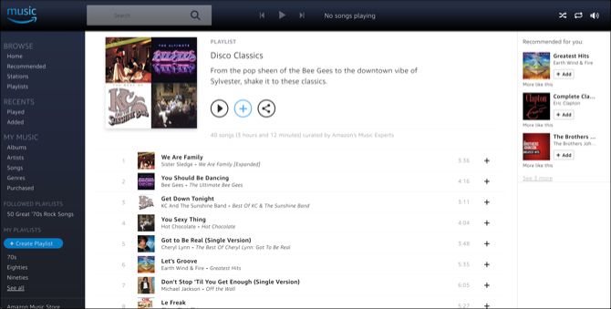 Следование за плейлистом Amazon Music