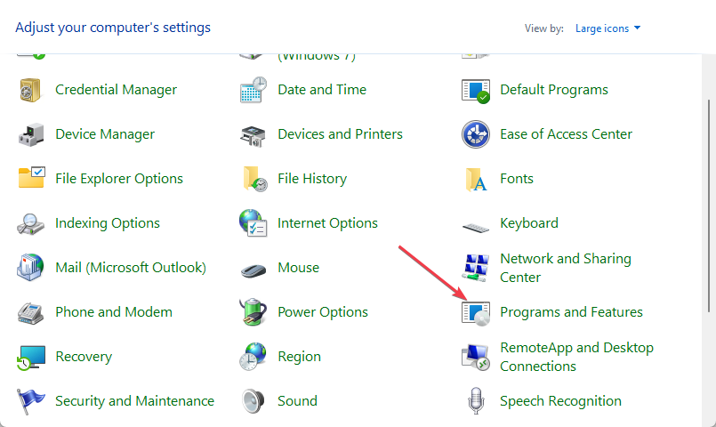 Программы и компоненты в Панели управления
