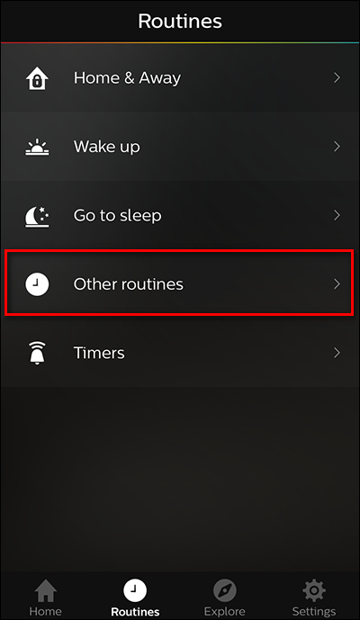 Экран: меню Другие рутины